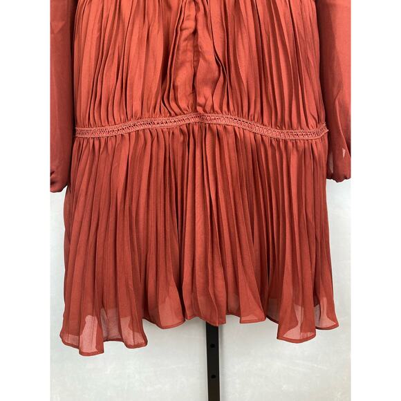 True Decadence Lena Burgundy Lace Pleated Mini Dress Sz US 8/UK 12 NWT Sheer - Picture 10 of 14